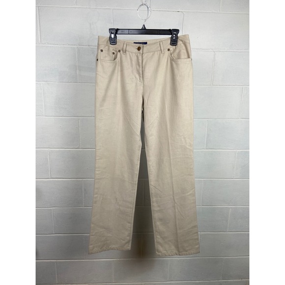NWT Brooks Brothers Cotton Pants Straight Leg‎ Beige Trousers Classic Women's 8 - Picture 1 of 7